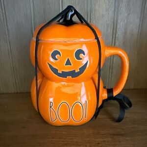🎃Rae Dunn Stacked Pumpkin “Boo” Mug with Topper New🎃